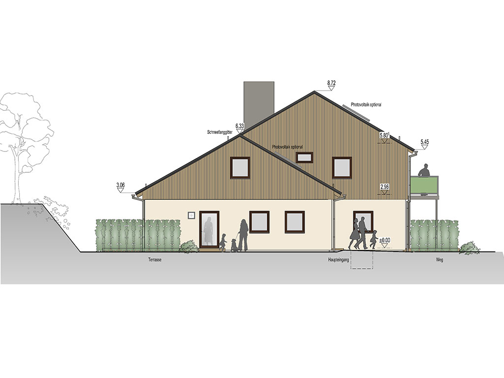 Giebelseite Entwurf Planung Kurmittelhaus