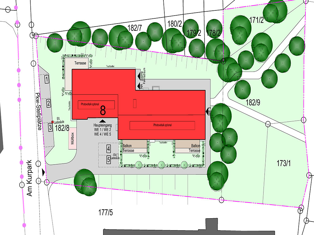 Lageplan in der Entwurfsplanung Kurmittelhaus