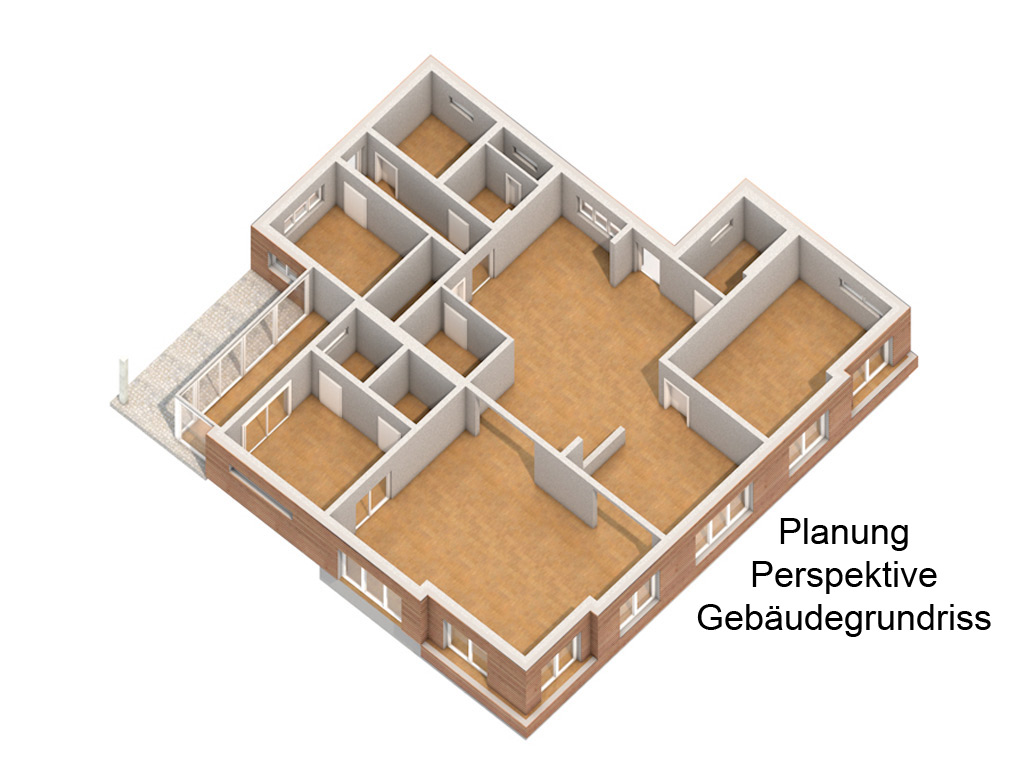 Planung Neubau Gebäudegrundriss Perspektive